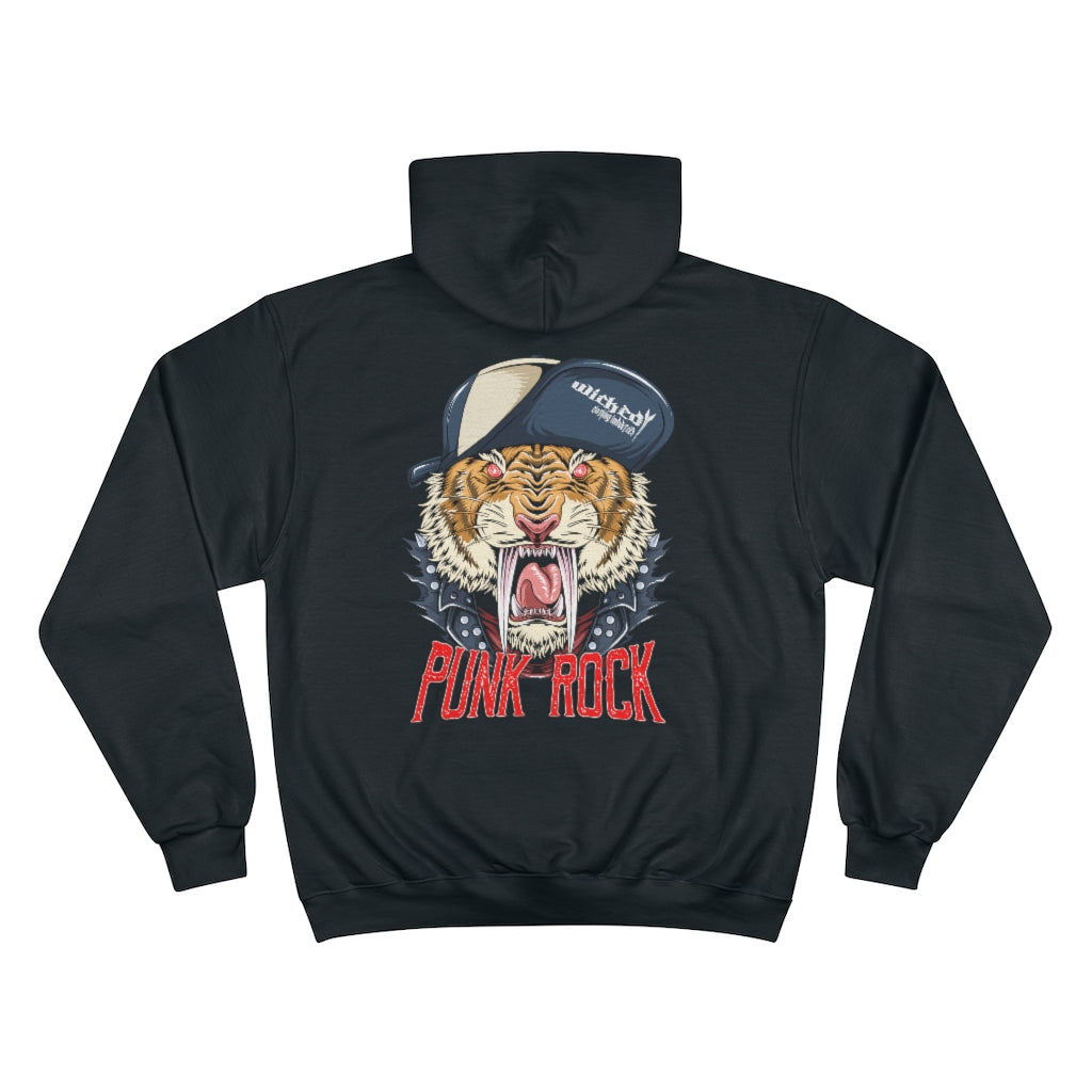 Punk Rock Tiger  On Back Champion Hoodie