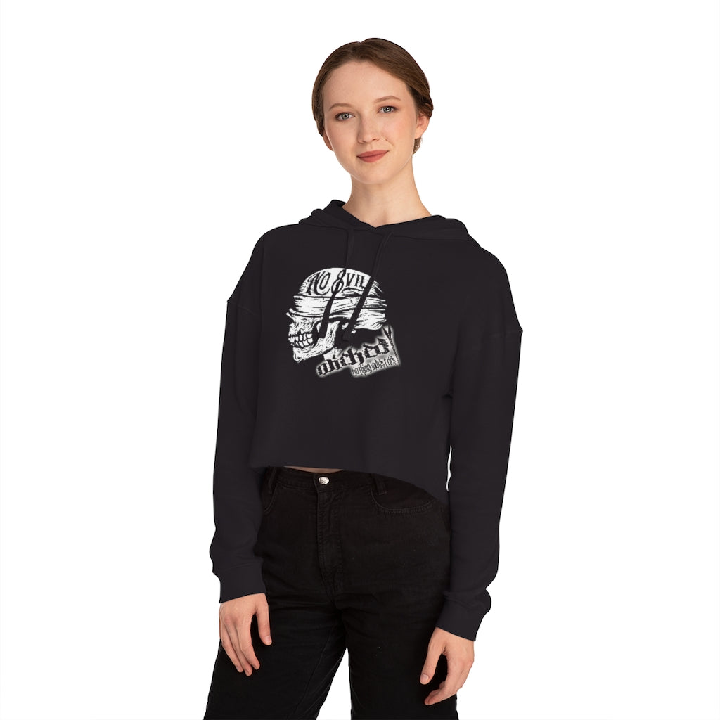See No Evil/White/ Cropped Hooded Sweatshirt