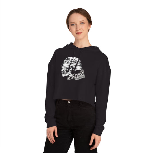 See No Evil/White/ Cropped Hooded Sweatshirt