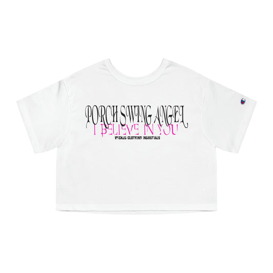 Porch Swing Angel 2 Pink E.L. Cropped T-Shirt