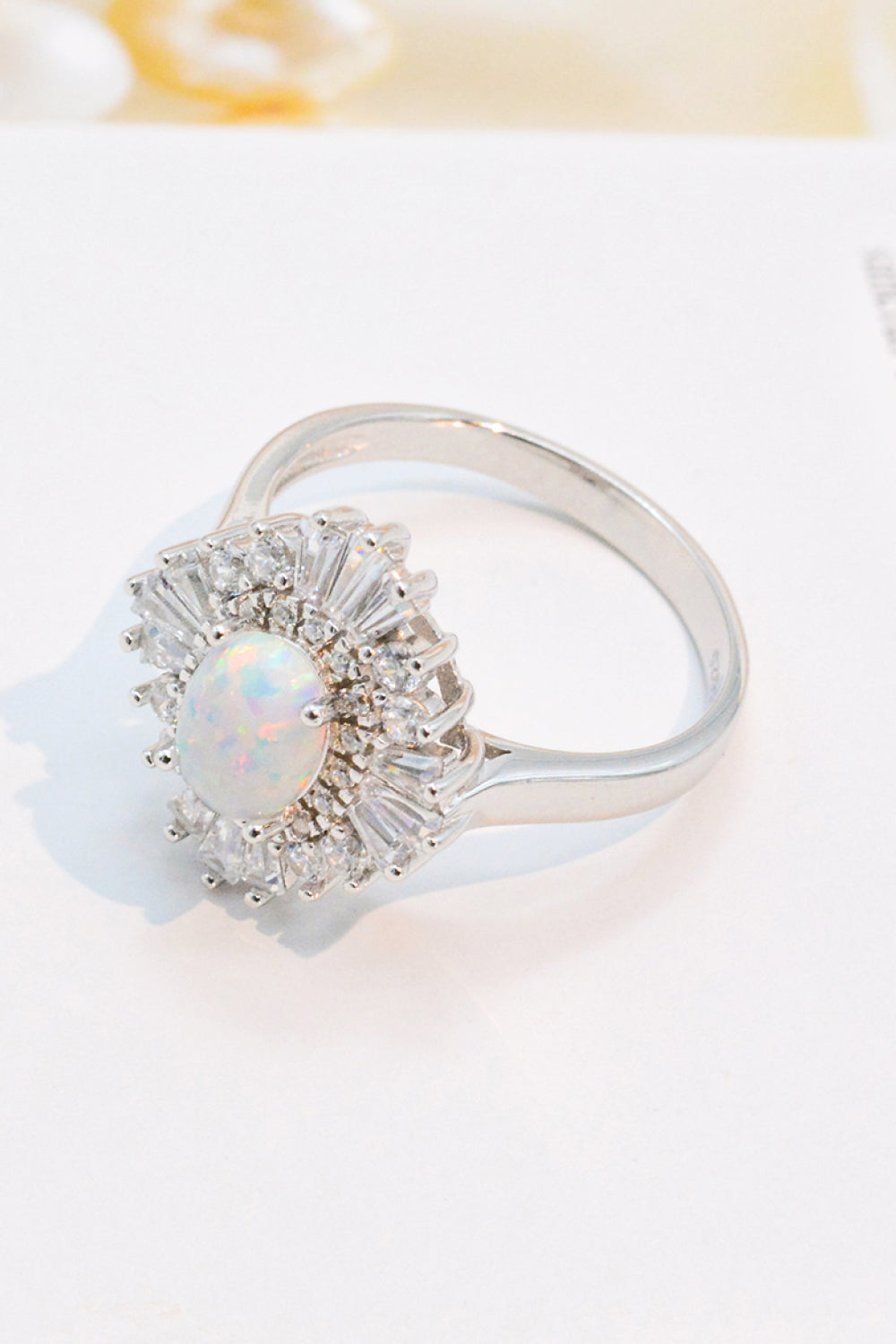 Modern 925 Sterling Silver Opal Halo Ring