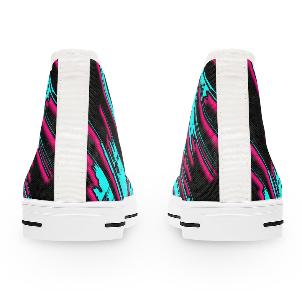 The Edge of Insanity / Teal/ Pink Black High Top Sneakers