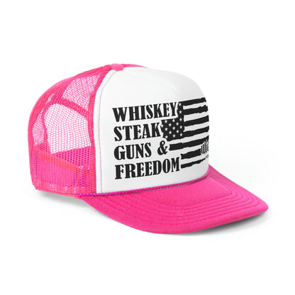 Whiskey Steak Guns Freedom  Trucker Hat