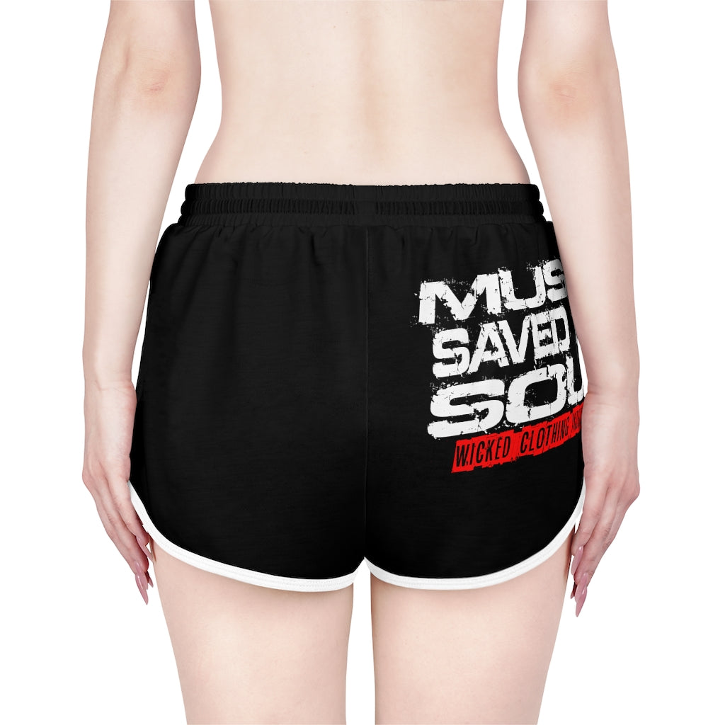 Music Saved My Soul/ Relaxed fit Shorts/ Black/ Print on Backside