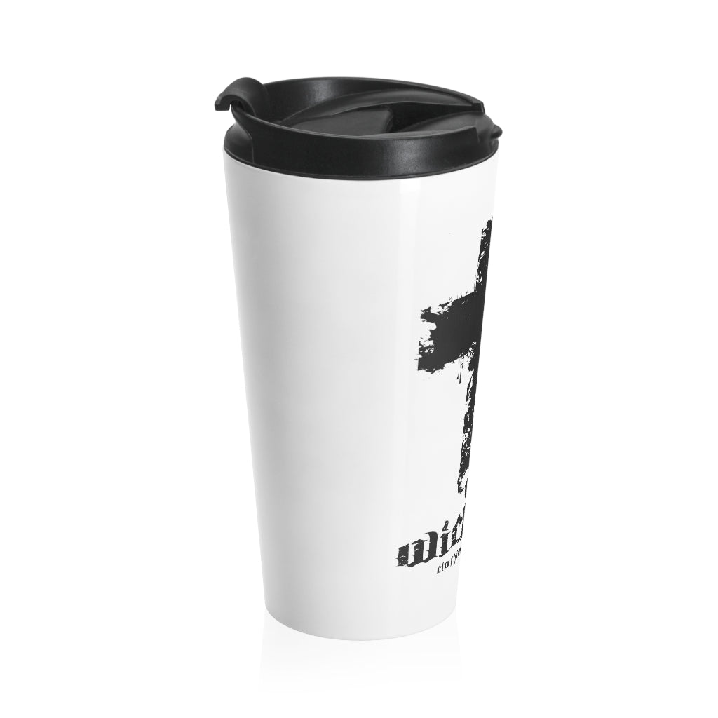 LOVE/Black on White  Stainless Steel Travel Mug