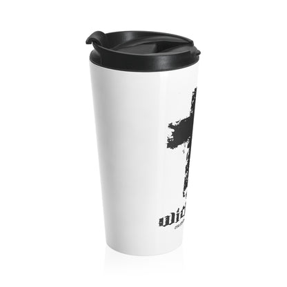 LOVE/Black on White  Stainless Steel Travel Mug