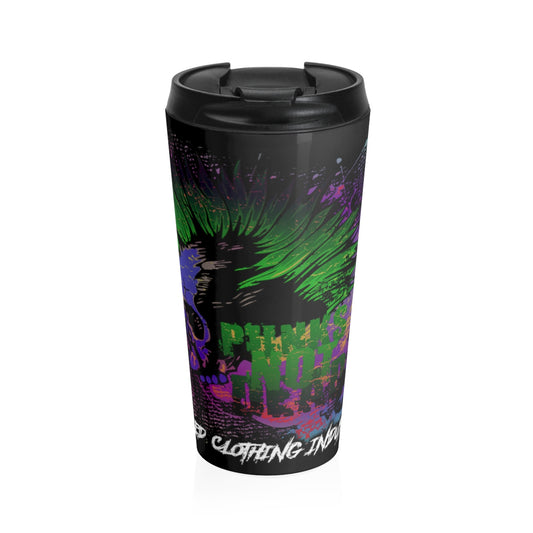 Green & Purple/ Punks Not Dead / Stainless Steel Travel Mug