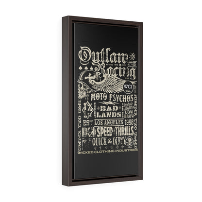 Outlaw Racing/ Faded White/Vertical Framed  Wrap Canvas