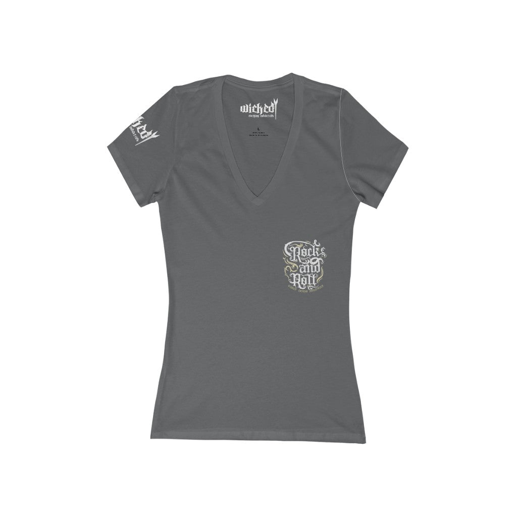Rock and Roll /Women's  Short Sleeve Deep V-Neck Tee Shirt