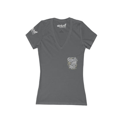 Rock and Roll /Women's  Short Sleeve Deep V-Neck Tee Shirt
