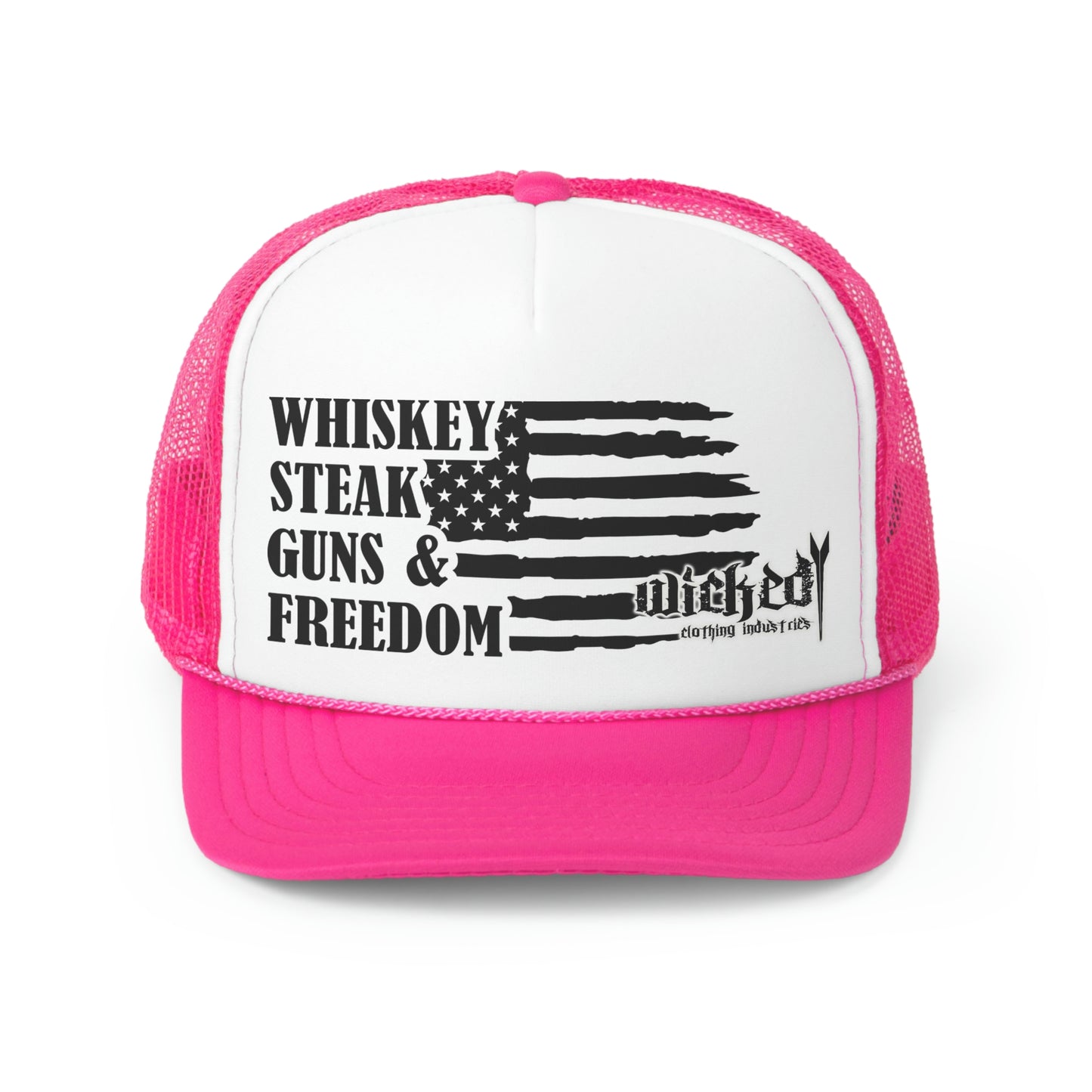 Whiskey Steak Guns Freedom  Trucker Hat