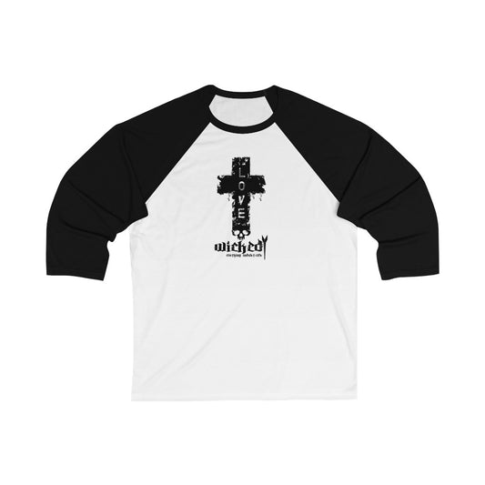 LOVE/ Black Sleeve White Body /3/4 Sleeve Baseball Tee