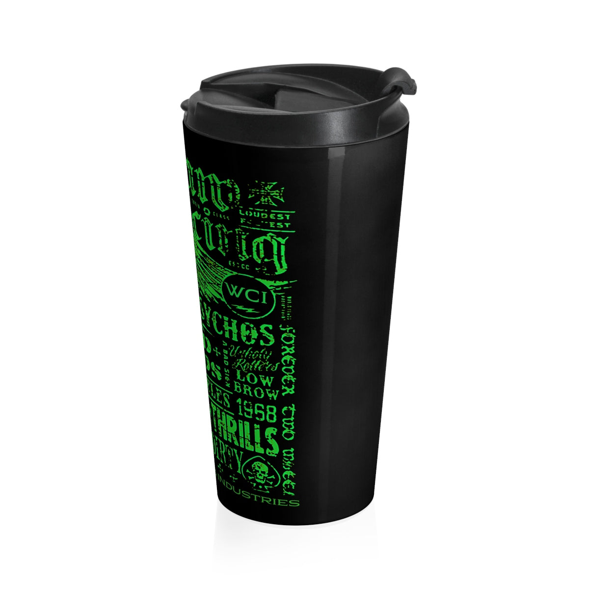 Outlaw Racing/ Green/ Black/Stainless Steel Travel Mug