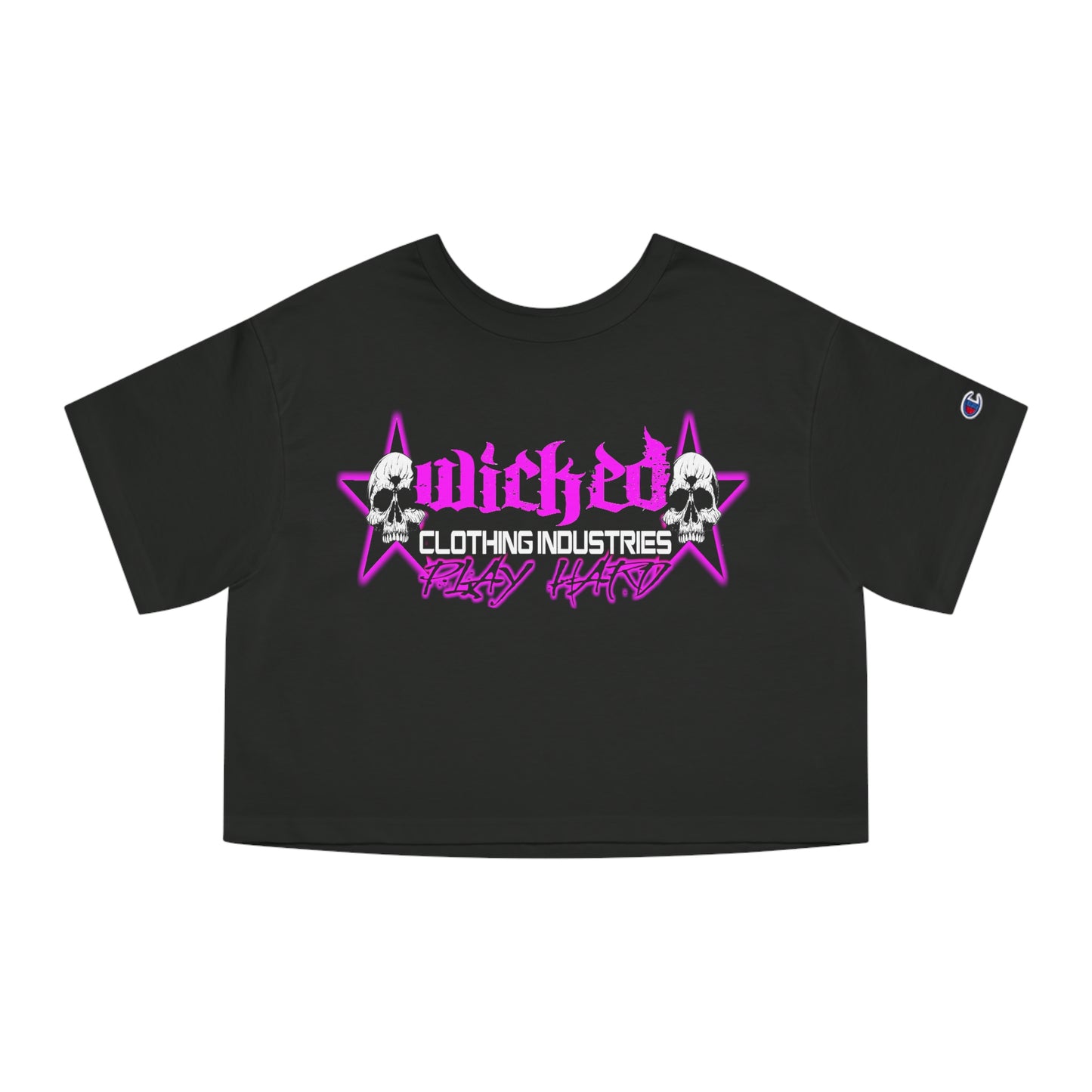 Play Hard Hot Pink  Cropped T-Shirt