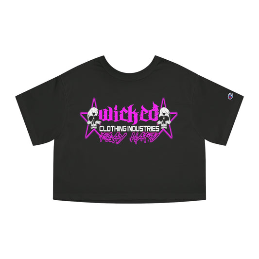 Play Hard Hot Pink Cropped T-Shirt