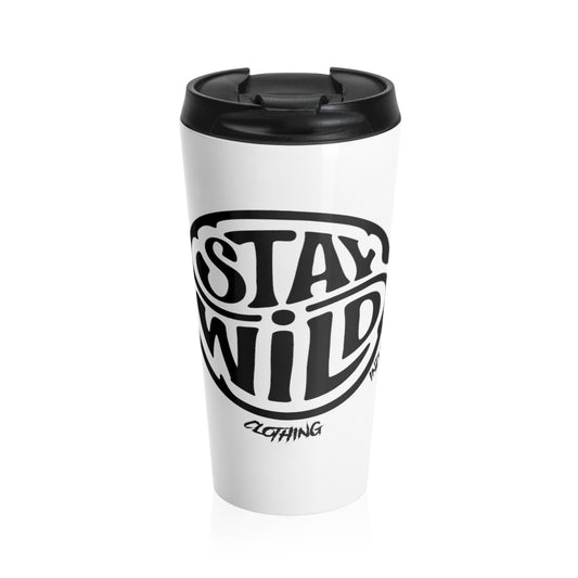 Stay Wild/White N Black/Stainless Steel Travel Mug