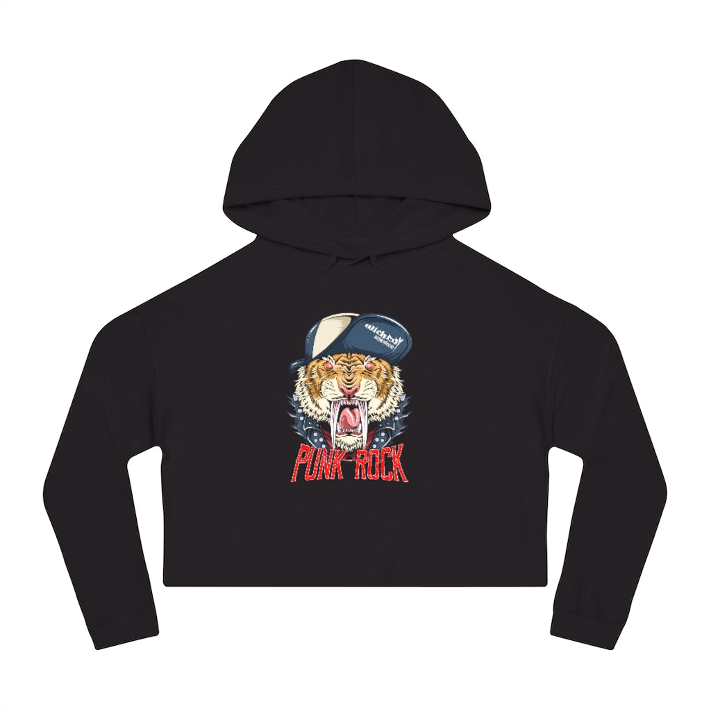 Punk Rock Tiger Cropped Hooded Sweatshirt