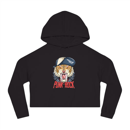 Punk Rock Tiger Cropped Hooded Sweatshirt