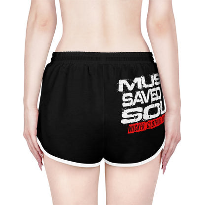 Music Saved My Soul/ Relaxed fit Shorts/ Black/ Print on Backside