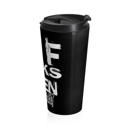 No Fucks Given/ White/Stainless Steel Travel Mug