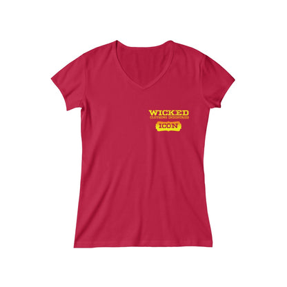 Icon/ Sunset/Women's Baby Rib Short Sleeve V-Neck Tee