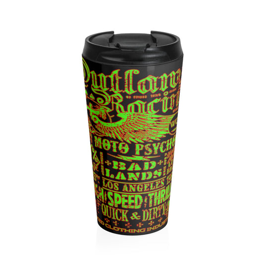 Outlaw Racing/ Green/Red Stainless Steel Travel Mug