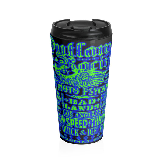 Outlaw Racing/ Blue/Green/Stainless Steel Travel Mug