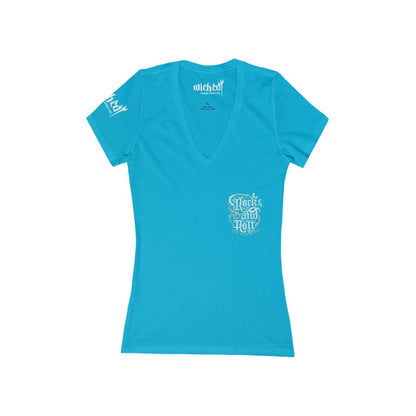 Rock and Roll /Women's  Short Sleeve Deep V-Neck Tee Shirt
