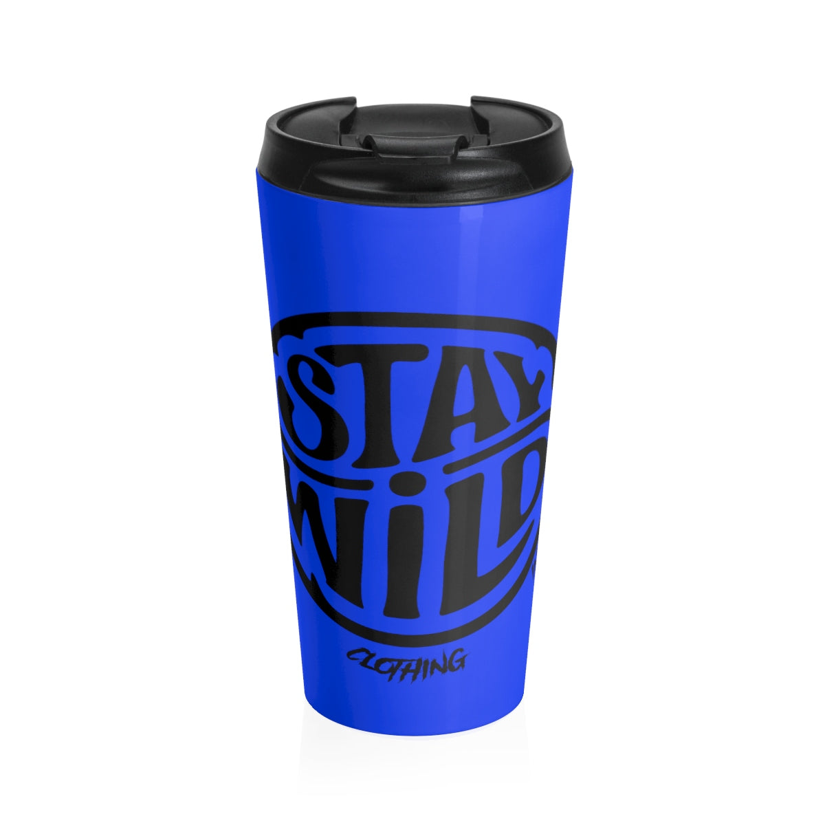 Stay Wild Black N Blue/Stainless Steel Travel Mug