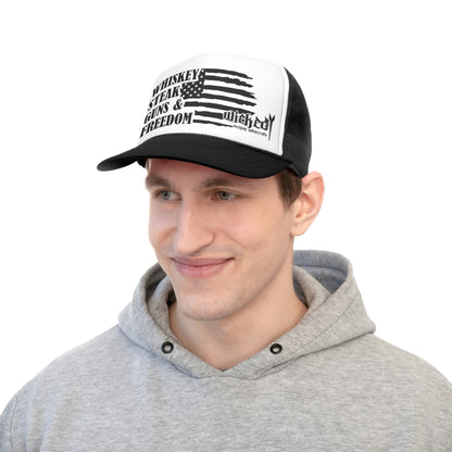 Whiskey Steak Guns Freedom  Trucker Hat