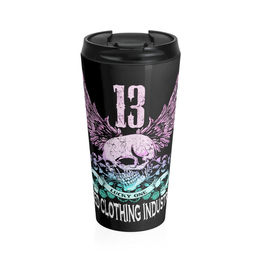 13 Lucky Day Teal Rose/Stainless Steel Travel Mug