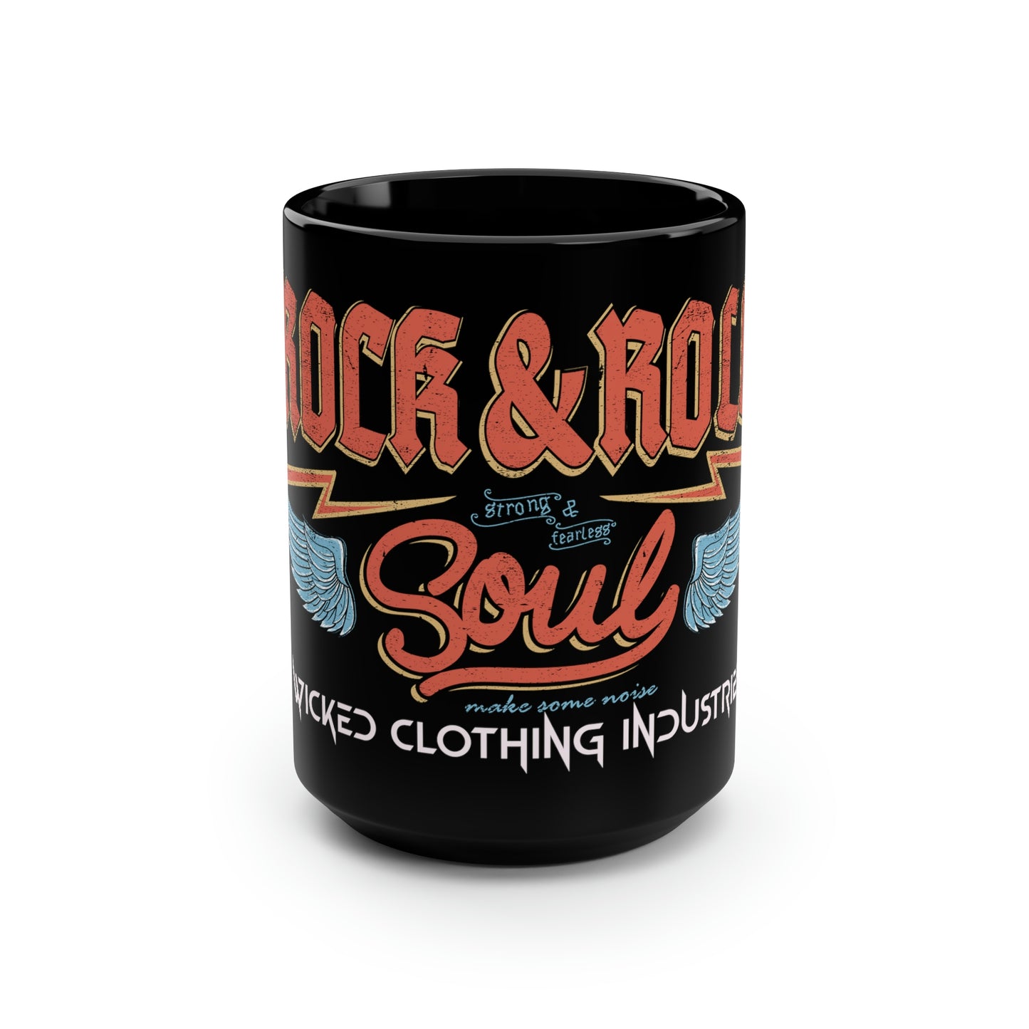 Rock N Roll Soul Black Mug, 15oz